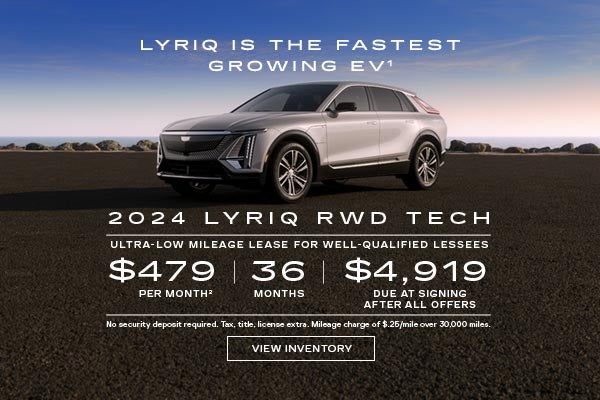 2024 LYRIQ RWD TECH. Ultra-low milege lease for well-qualified lessees. $479 per month 36 months....